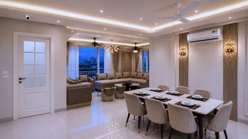 Premium living and dining interior project by NeeV InteriorS, Gurugram